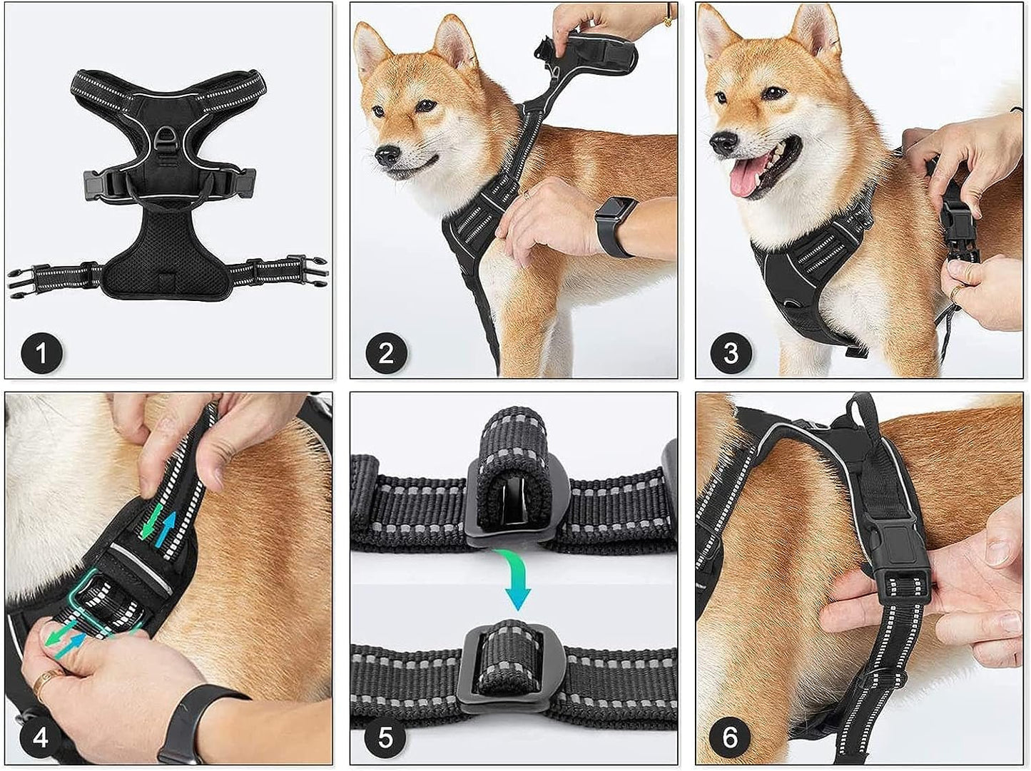No Pull Dog Harness, Light up Dog Harness There Are 3 Light Modes with Control Handle and Reflective Strap, Adjustable Breathable Dog Vest Suitable for Small, Medium, Large Dogs(S) - NovaGadget