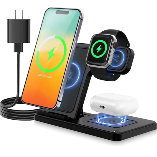 Charging Station,Wirelss Charger,Magnetic Charging Station Compatible with Iphone 17 16 15 14 13 12 11 Pro Max XS Xr,For Iwatch Series 9 8 7 6 5 4 3 2 Se,For Airpods 3 2 Pro - NovaGadget