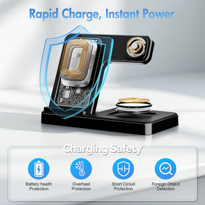 Charging Station,Wirelss Charger,Magnetic Charging Station Compatible with Iphone 17 16 15 14 13 12 11 Pro Max XS Xr,For Iwatch Series 9 8 7 6 5 4 3 2 Se,For Airpods 3 2 Pro - NovaGadget