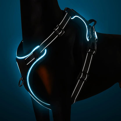No Pull Dog Harness, Light up Dog Harness There Are 3 Light Modes with Control Handle and Reflective Strap, Adjustable Breathable Dog Vest Suitable for Small, Medium, Large Dogs(S) - NovaGadget