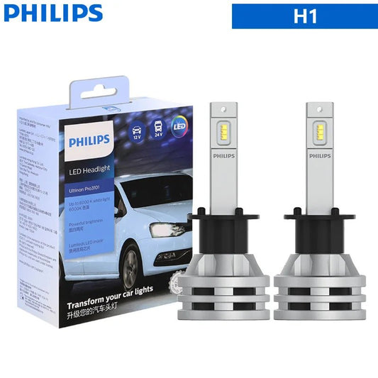 Philips LED H1 H3 H4 H7 H11 Ultinon Pro3101 12V/24V 6000K Bright White HB3 9005 HB4 9006 HIR2 9012 Auto Headlight LED Lamps, 2X - NovaGadget