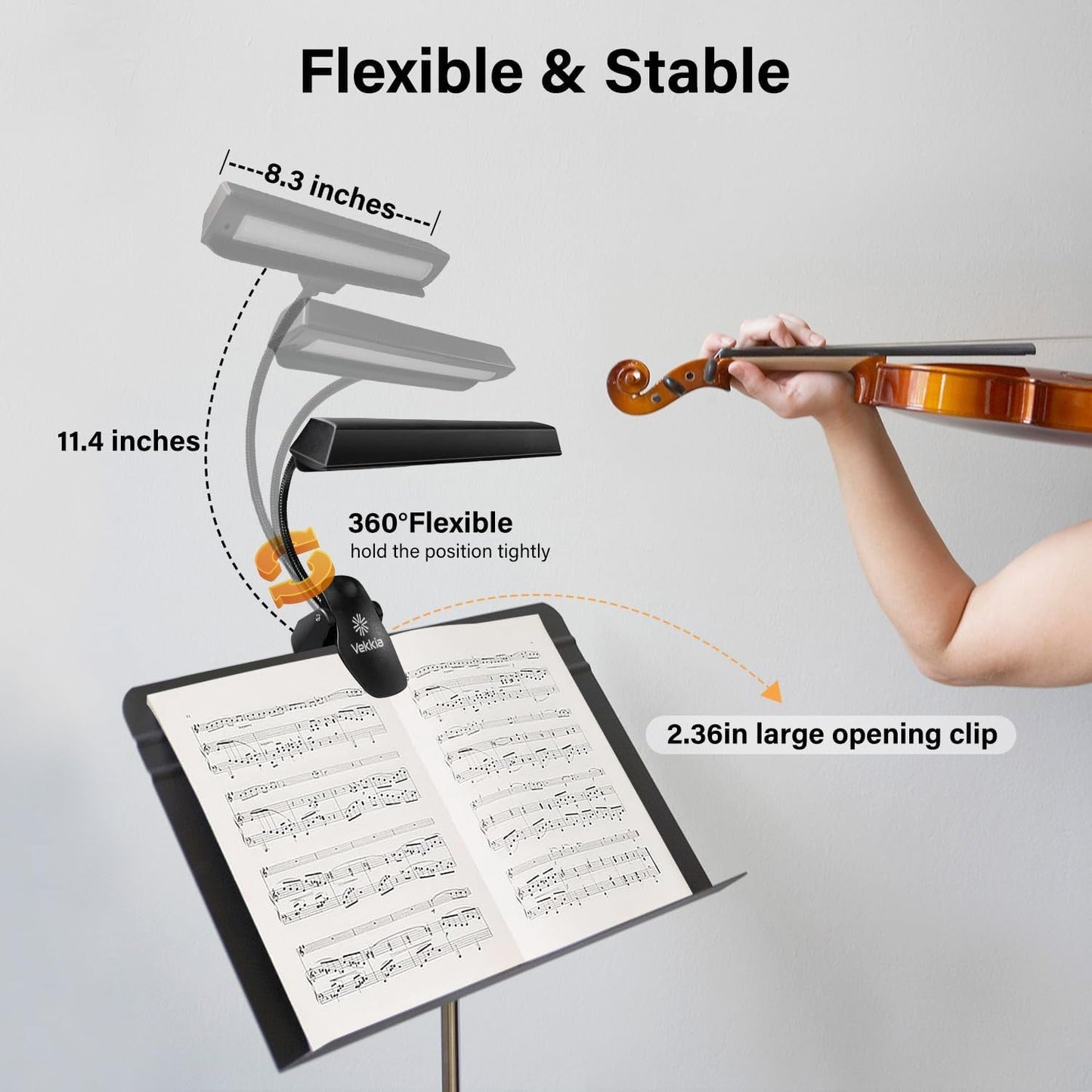Rechargeable Music Stand Light - Clip - on for Musicians' Piano, 9 - Level Dimmable, Portable, USB - C, for Piano, Orchestra, Podium, Easel - NovaGadget